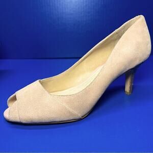 Shoes of Prey Womens Suede Open Toe Pumps Dusty Pink Glitter Heel EU 39.5/US 9.5